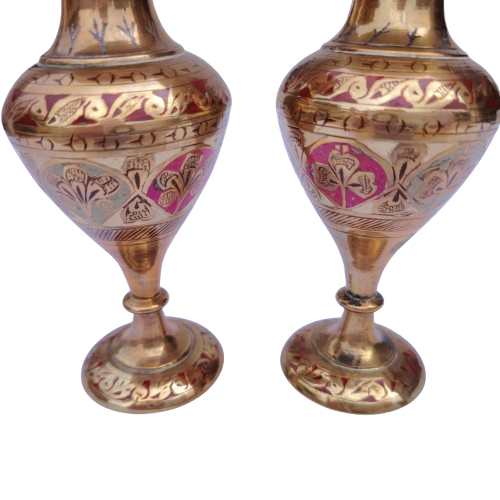 Pair of vintage Brass Copper vases from India