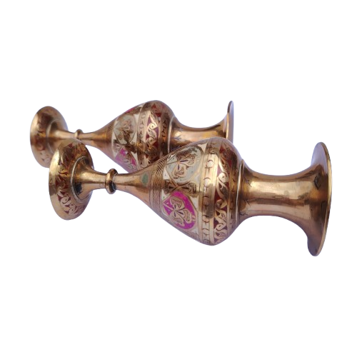 Pair of vintage Brass Copper vases from India