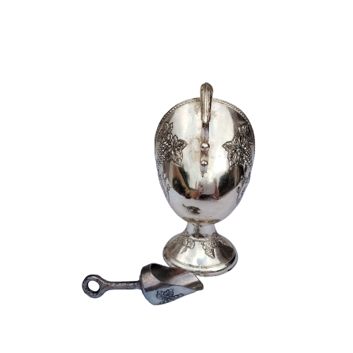Silver Plated Salt Scuttle Raised Detailed with scoop
