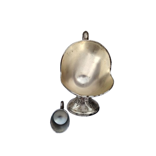 Silver Plated Salt Scuttle Raised Detailed with scoop