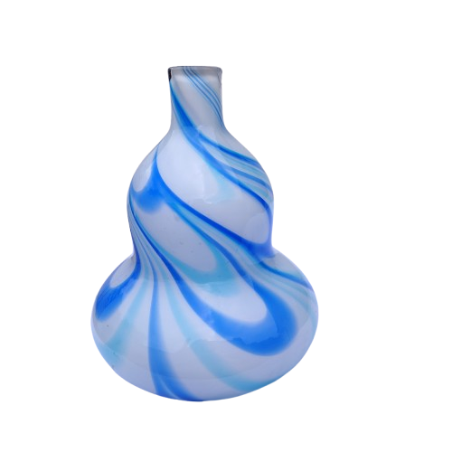 Gourd-shape Blue White Swirl Glass Vase