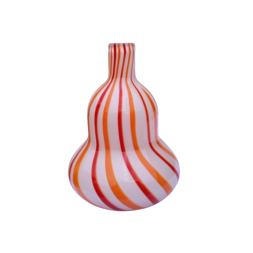 Gourd-shape Orange Red Swirl Glass Vase