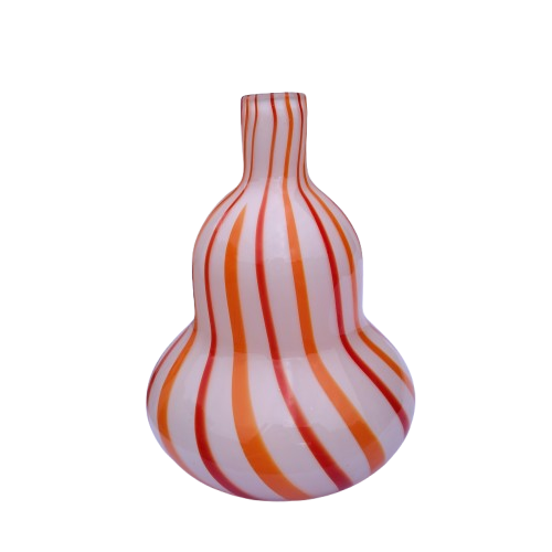 Gourd-shape Orange Red Swirl Glass Vase