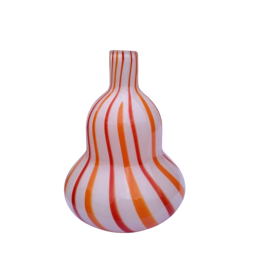 Gourd-shape Orange Red Swirl Glass Vase