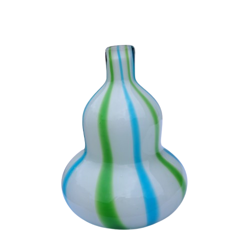 Gourd-shape Green Blue Swirl Glass Vase
