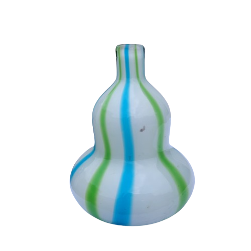 Gourd-shape Green Blue Swirl Glass Vase