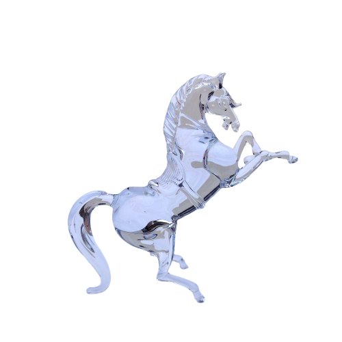 Handmade Blown Glass Prancing Horse Figurine