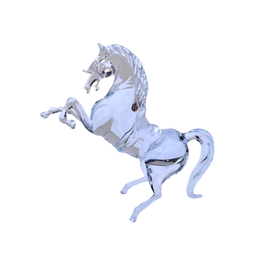 Handmade Blown Glass Prancing Horse Figurine
