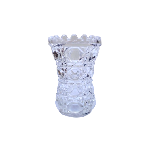 Vintage Cut Crystal Glass Hexagonal Toothpick Holder Vase