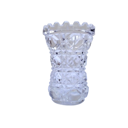 Vintage Cut Crystal Glass Hexagonal Toothpick Holder Vase
