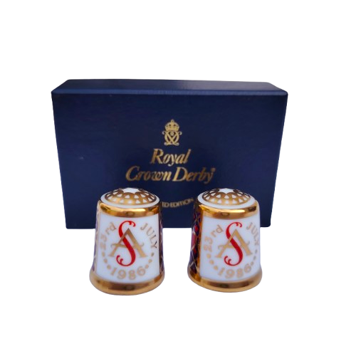 Pair Royal Crown Derby Thimbles Ltd 5000