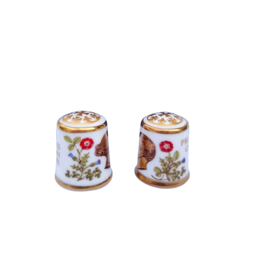 Pair Royal Crown Derby Thimbles Queen Victoria Ltd 5000