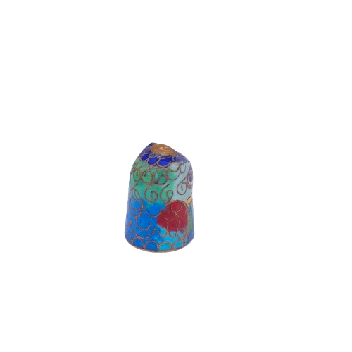 Cloisonne Enameled Blue Owl Thimble