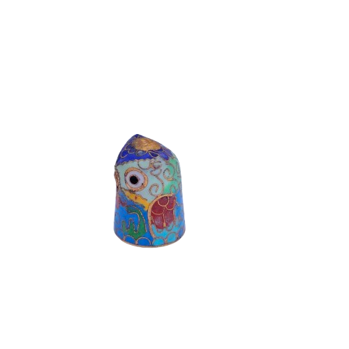 Cloisonne Enameled Blue Owl Thimble
