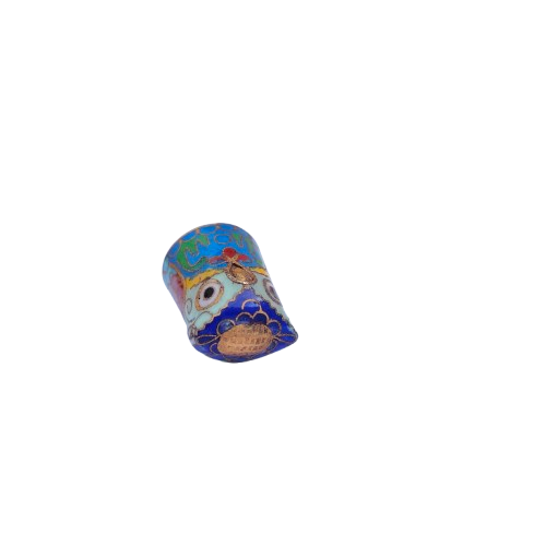 Cloisonne Enameled Blue Owl Thimble