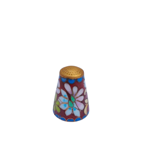 Cloisonne Enameled Flower Thimble