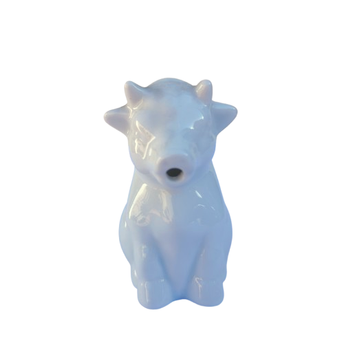 Small White Porcelain Sitting Cow Creamer Milk Jug