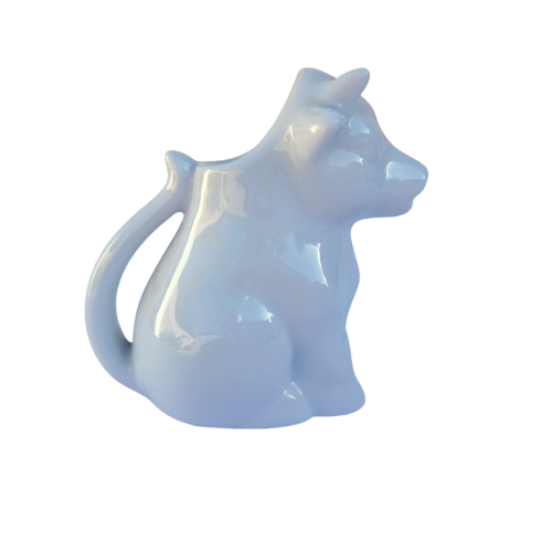 Small White Porcelain Sitting Cow Creamer Milk Jug