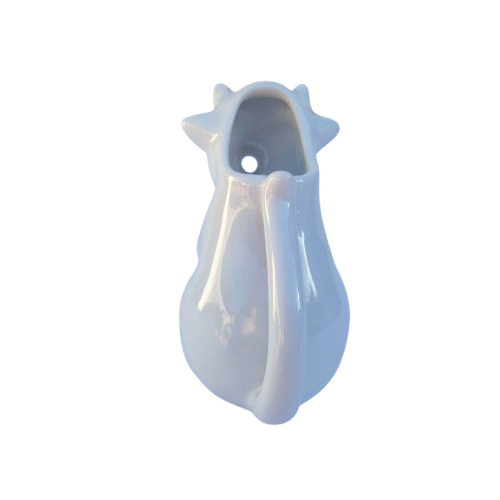 Small White Porcelain Sitting Cow Creamer Milk Jug