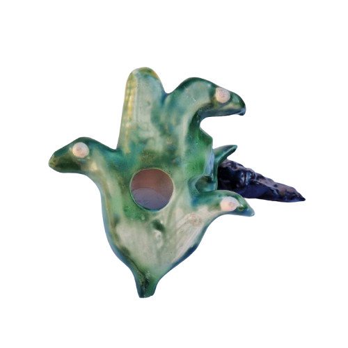 Mid Century Large Handcrafted Pottery Majolica Rooster Sculpture