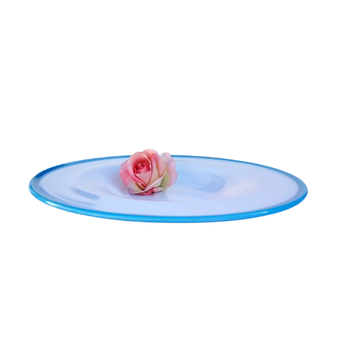 Stunning Quality Glass Milk white and blue large bowl