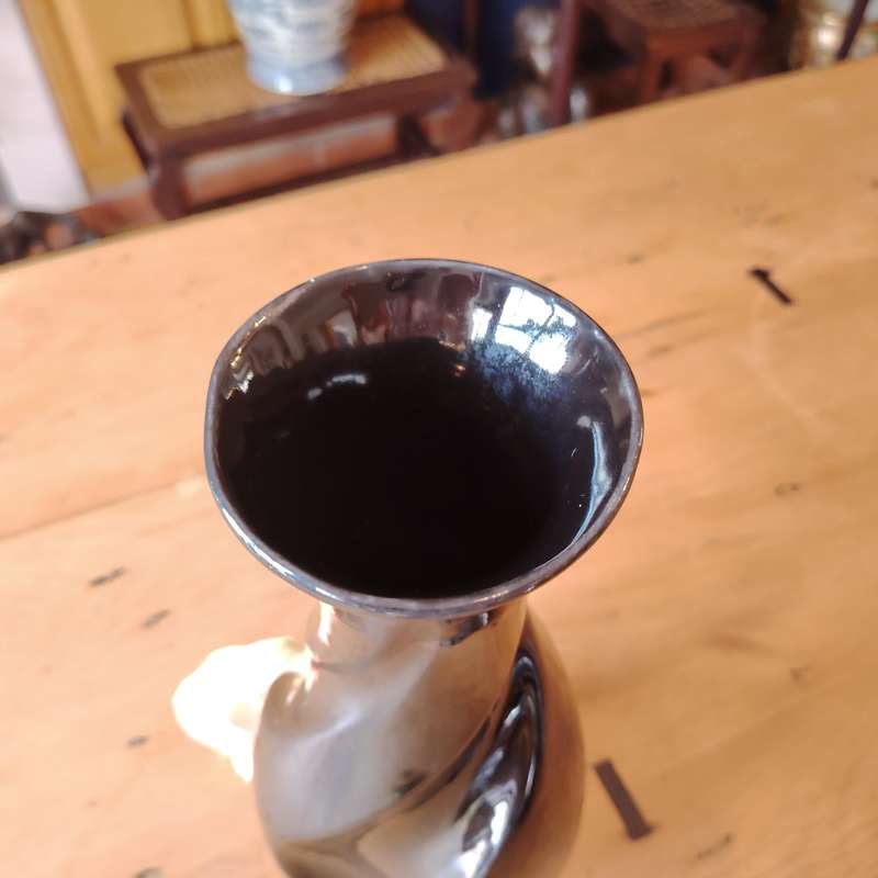 Mid century Lucia Ware #7804 Black Twisted Vase
