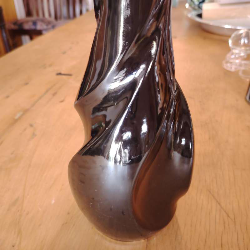 Mid century Lucia Ware #7804 Black Twisted Vase
