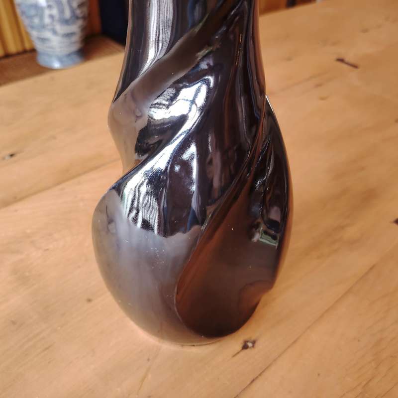 Mid century Lucia Ware #7804 Black Twisted Vase