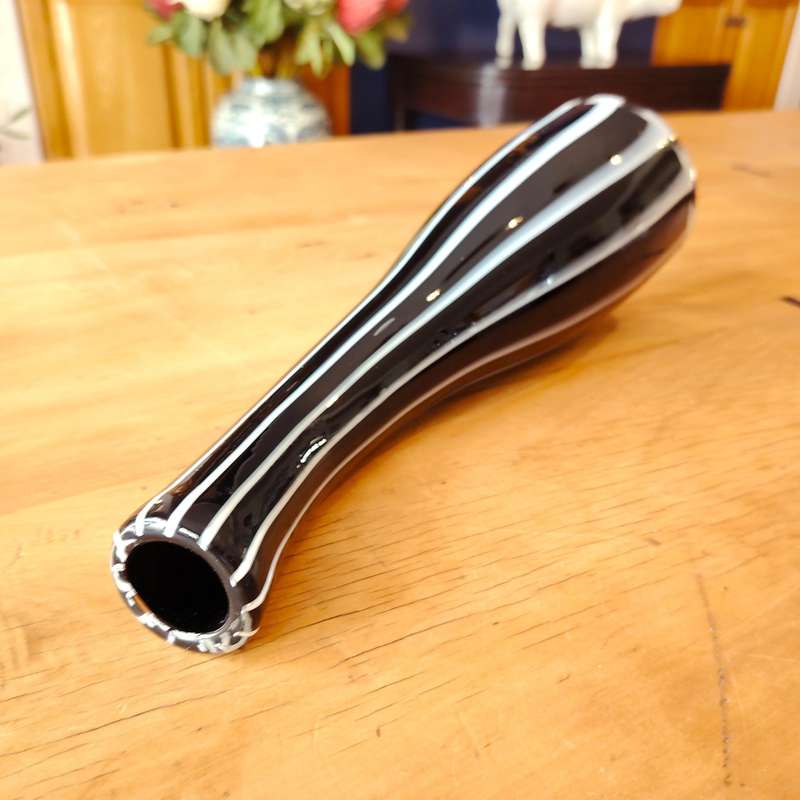 Murano stunning zebra striped design in black and white vase