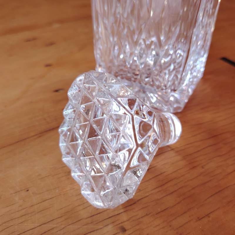 Vintage Clear Lead Crystal Glass Etched Decanter