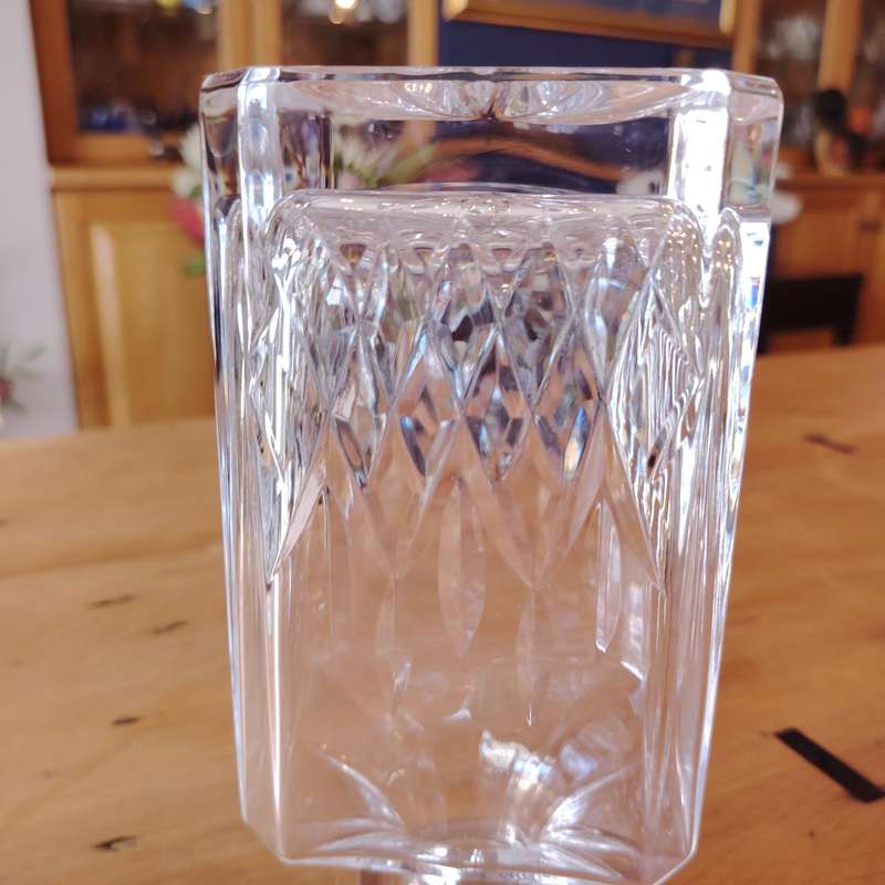 Vintage Clear Lead Crystal Glass Etched Decanter