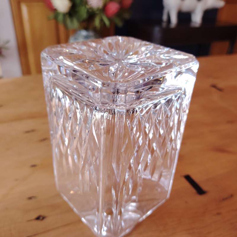 Vintage Clear Lead Crystal Glass Etched Decanter
