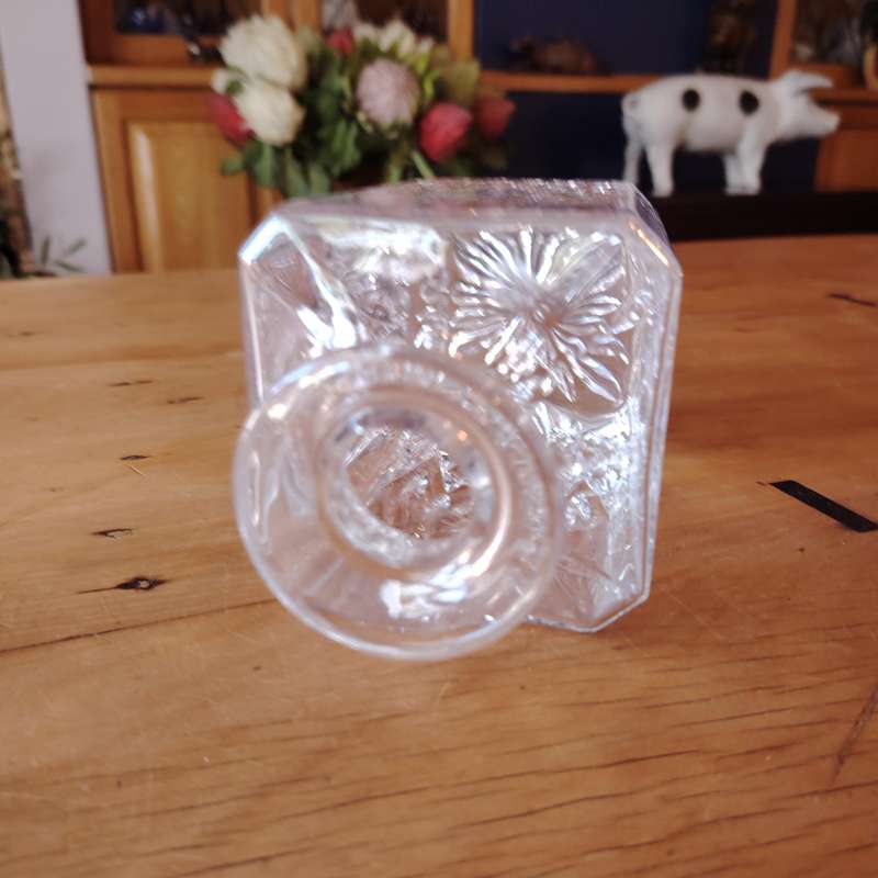 Vintage Clear Lead Crystal Glass Etched Decanter