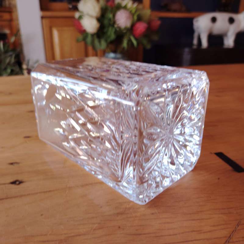 Vintage Clear Lead Crystal Glass Etched Decanter