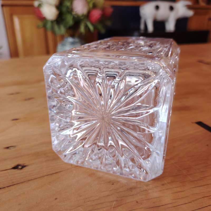 Vintage Clear Lead Crystal Glass Etched Decanter