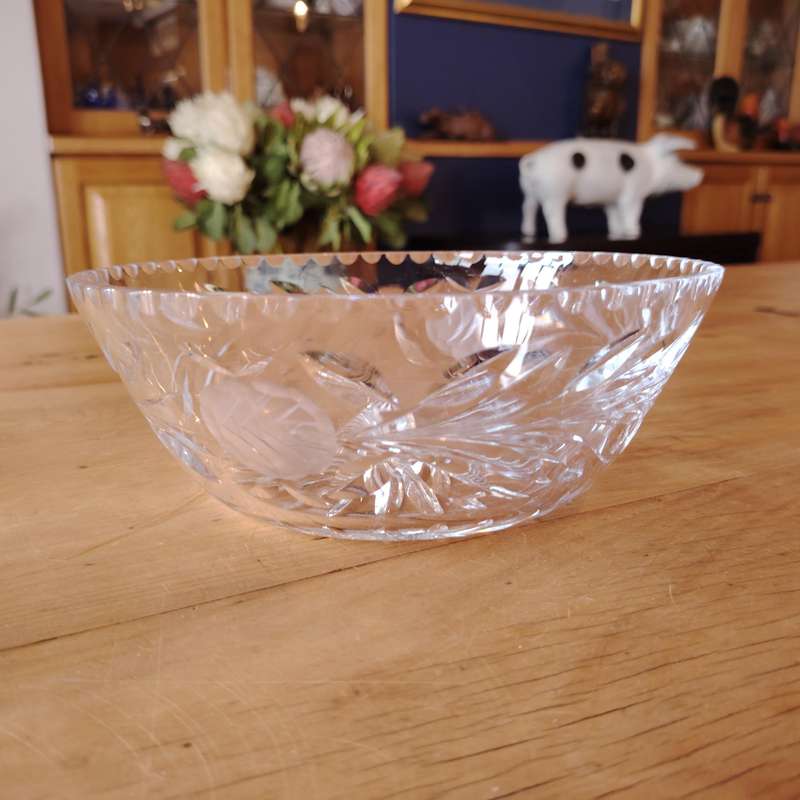 Quality Clear Crystal Glass Etched Bowl