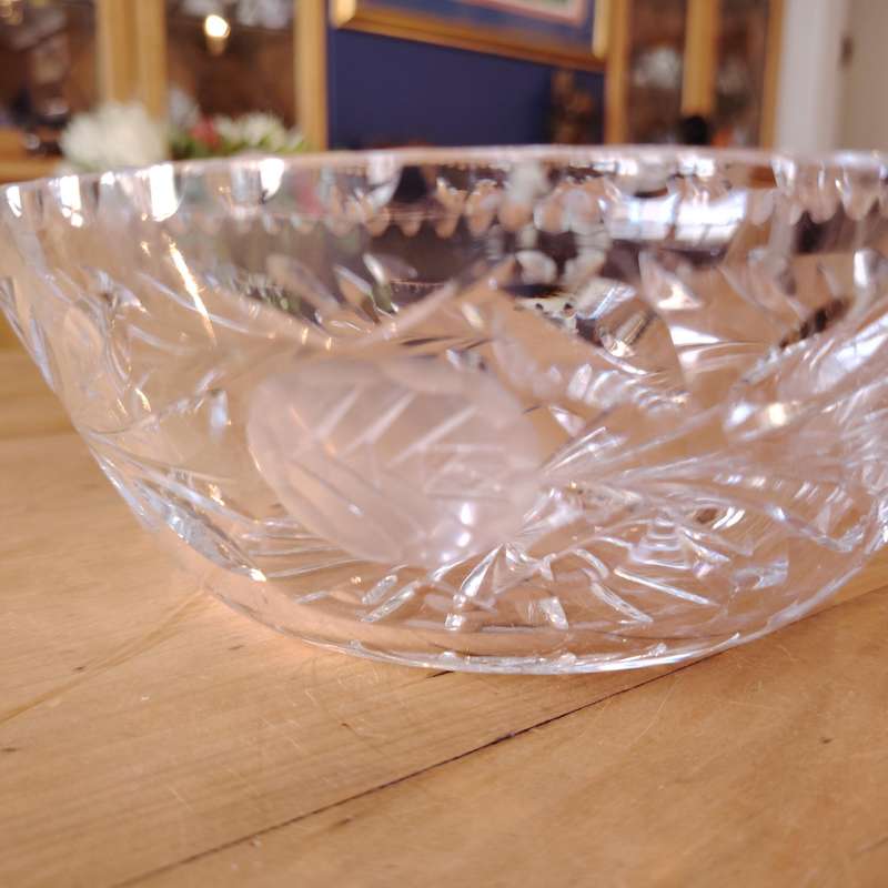 Quality Clear Crystal Glass Etched Bowl