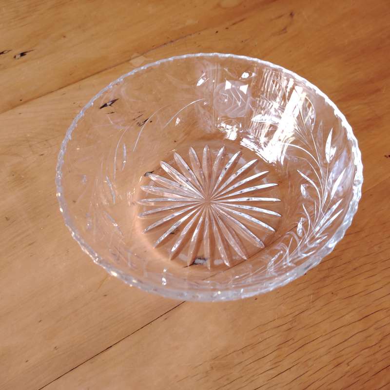 Quality Clear Crystal Glass Etched Bowl