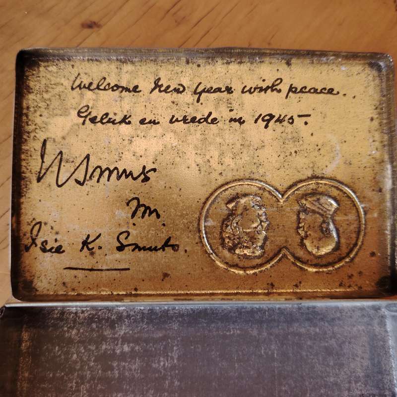ORIGINAL- WW2 Jan & Isie Smuts South African New Year 1945 Chocolate Tin