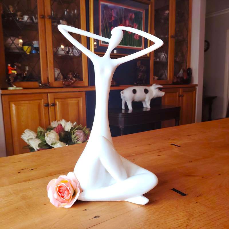 Modern Art Dancer in Action Dancer White Resin Statue