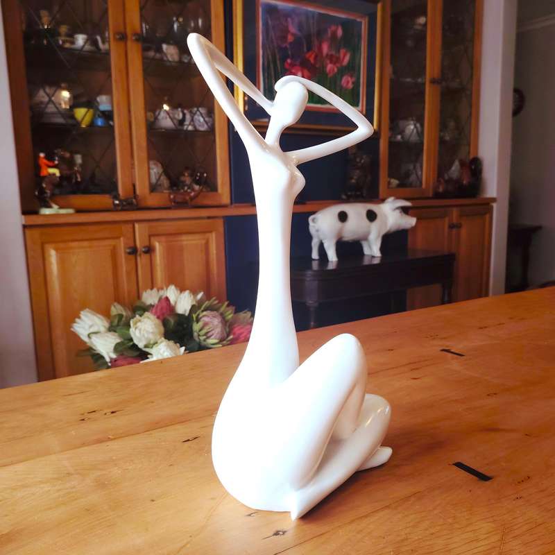 Modern Art Dancer in Action Dancer White Resin Statue