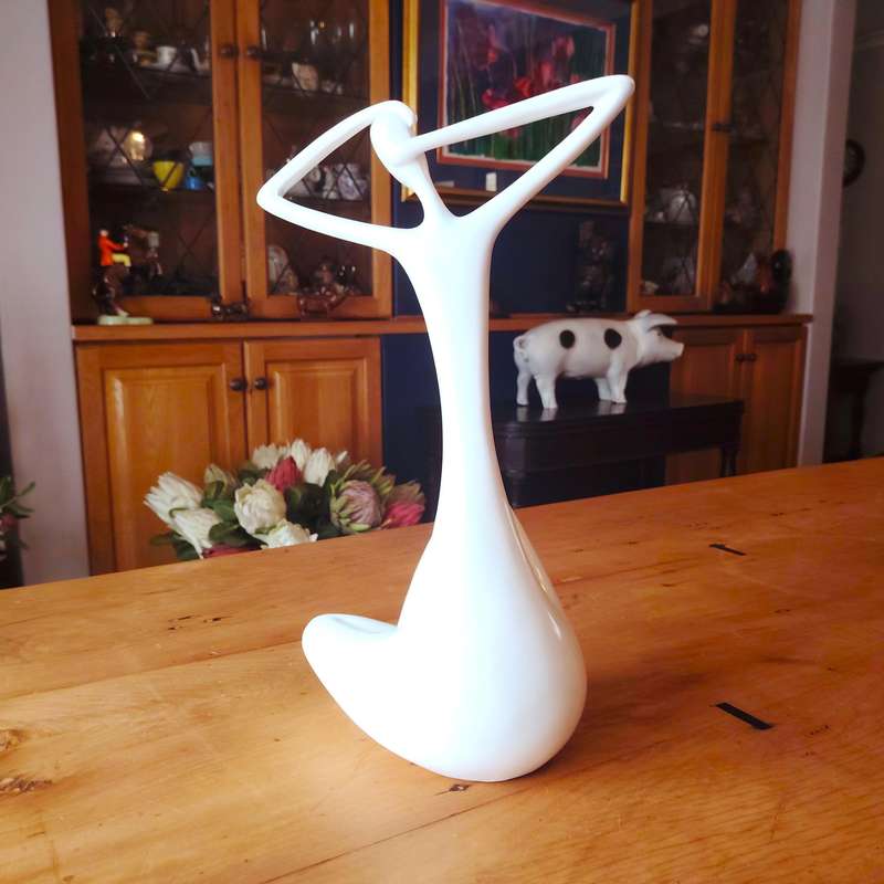 Modern Art Dancer in Action Dancer White Resin Statue