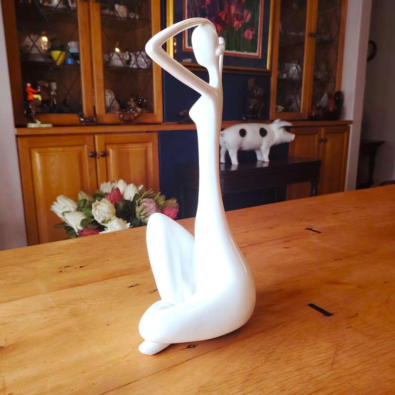 Modern Art Dancer in Action Dancer White Resin Statue
