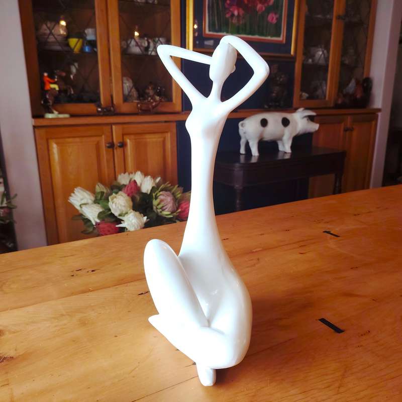 Modern Art Dancer in Action Dancer White Resin Statue