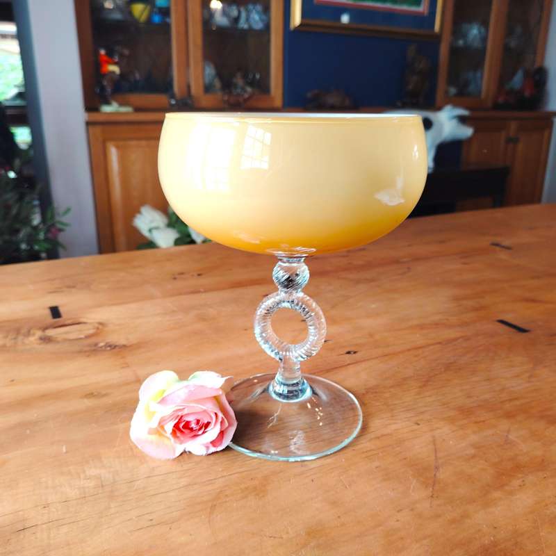 Vintage Hand-Blown German Butterscotch Cased Art Glass Brandy Balloon Bowl