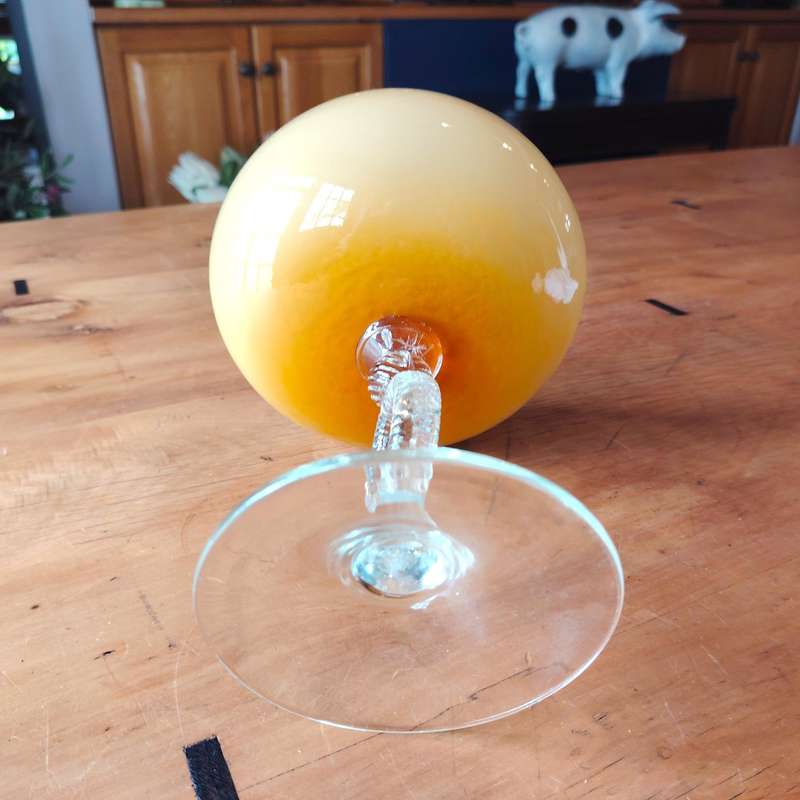 Vintage Hand-Blown German Butterscotch Cased Art Glass Brandy Balloon Bowl