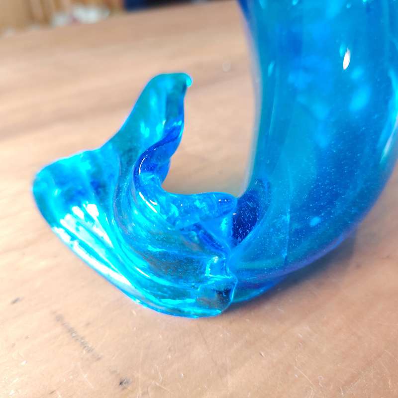 Stunning X- Large Mid-Century Hand Blown Blue Glass Koi Fish