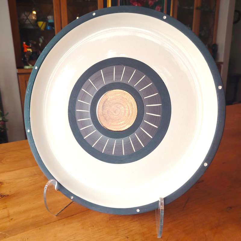 Huge Stunning African-Inspired Design Plate with Bronze Center