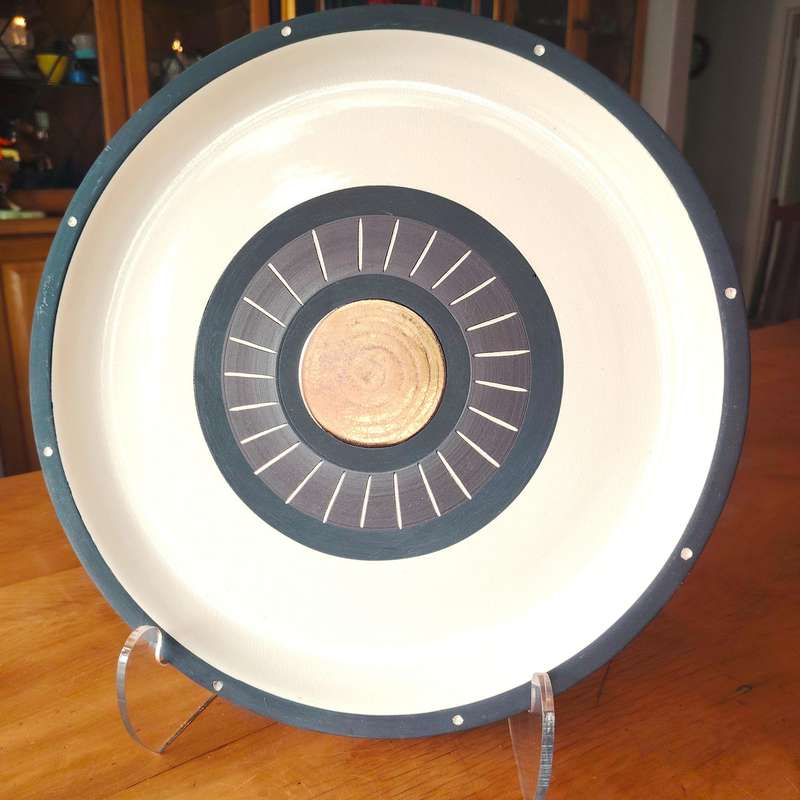 Huge Stunning African-Inspired Design Plate with Bronze Center