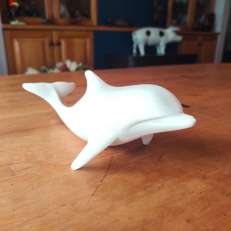 Large Crushed Marble Swimming Dolphin Sculpture